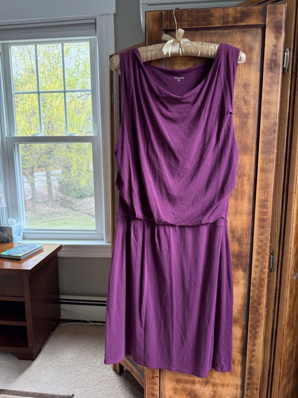 Garnet Hill Sleeveless Plum Midi Dress